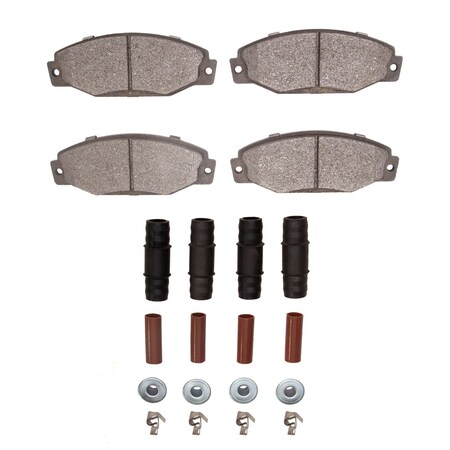 Dynamic Friction Co 5000 Advanced Brake Pads - Semi Metallic and Hardware Kit, Long Pad Wear, Front 1551-0393-01